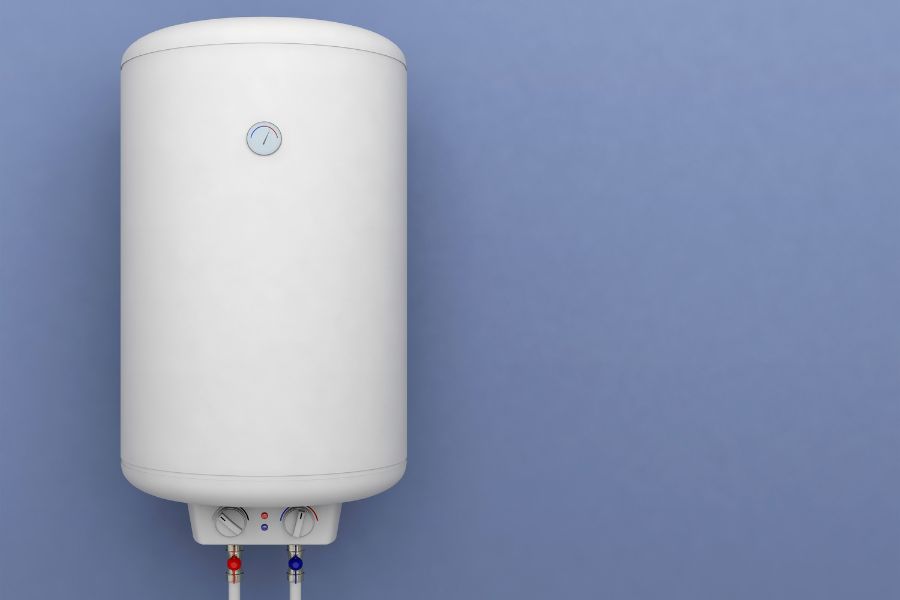 Electric water heater tank hanged on wall