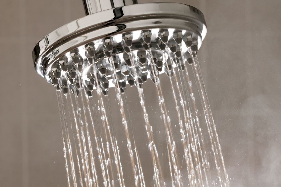 Hot water coming from shower head