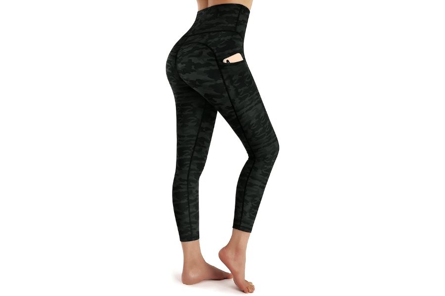 OUGES Running Workout Leggings for Women High-Waisted Yoga Pants with Pockets