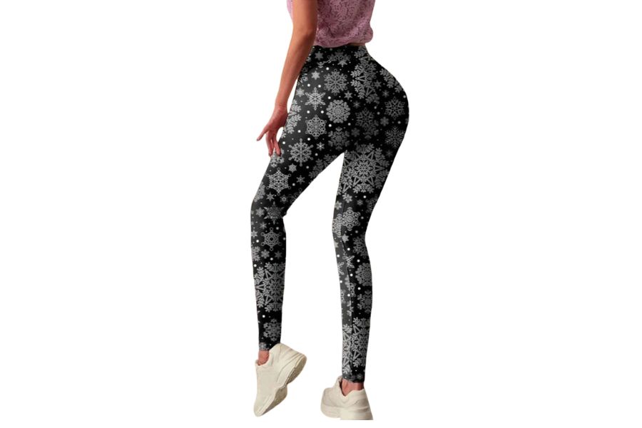 Snowflake Print Christmas Workout Leggings